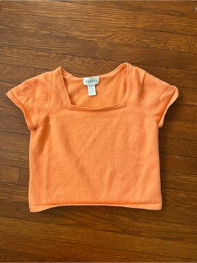 Merino Wool Square neck short sleeve sweater top